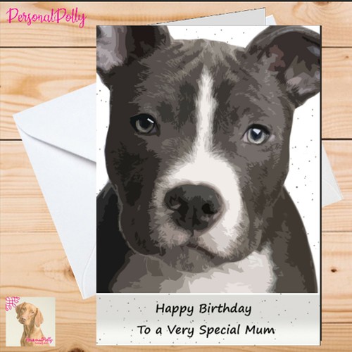 Personalised staffy card - personalised,