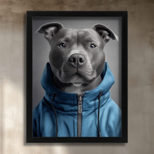 Grey staffy art - grey,
